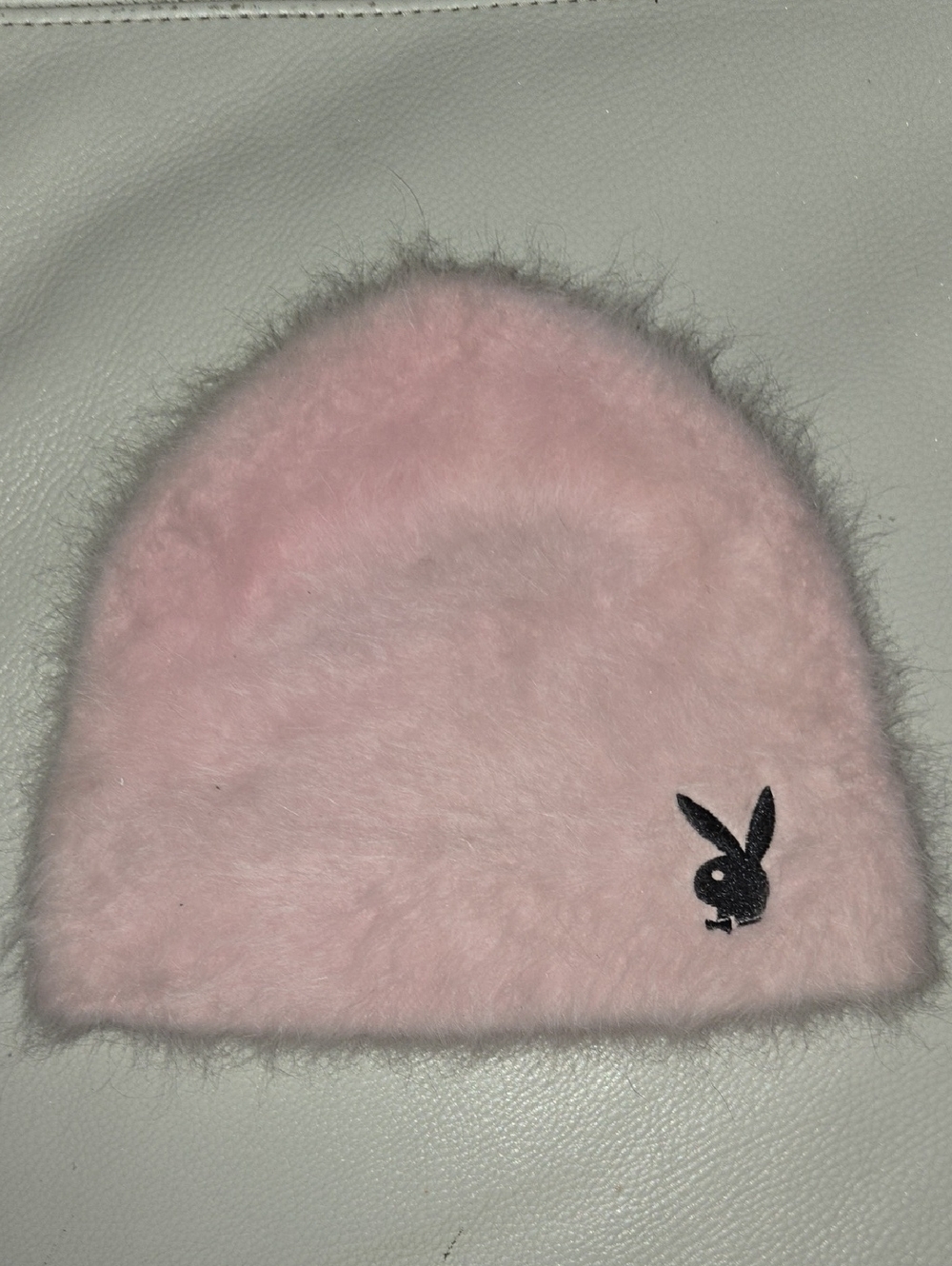 VHTF Playboy Pink Fuzzy Angora Beanie Toque Wool Rabbit Y2K Black Bunny Logo✨